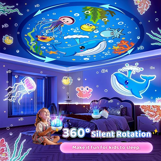 One Fire Dinosaur Night Light Projector, with 15 Films & Bluetooth Music and Remote-Controlled Dino Night Light, Rechargeable Star Projector for Kids, Dino Decor Dinosaur Gifts for Boys.