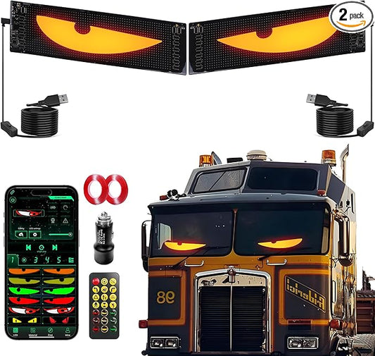 LED Lights for Car 2PCS - 23.6" 4.73" Devil's Eye Strips for Truck/SUV | Perfectly Synced Dynamic Patterns, Remote & Bluetooth APP Control, USB-Powered, IP68 Waterproof