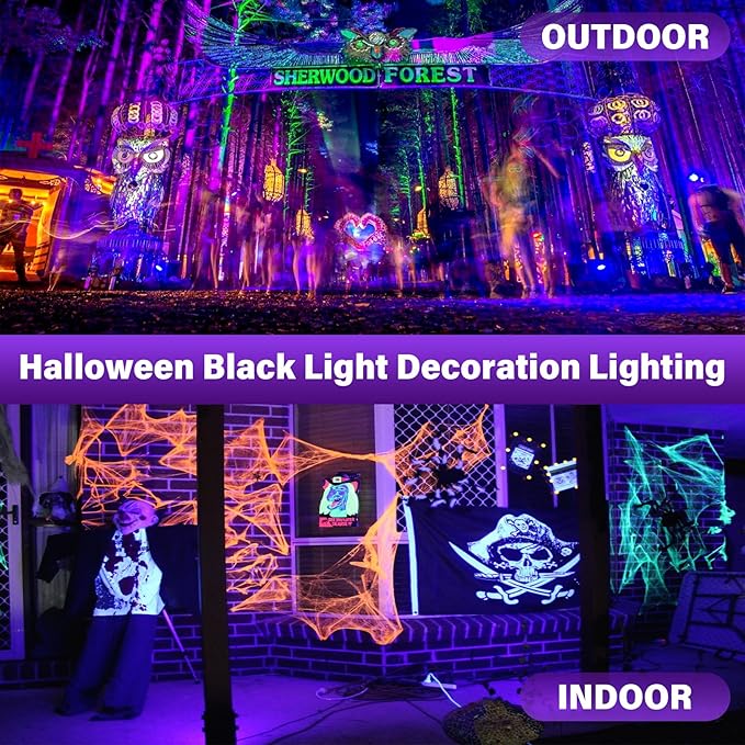 Rechargeable Black Light, Battery Powered Blacklight, Cordless 395nm UV Black Light for Neon Glow Party,Glow in The Dark, Aquarium, Body Paint, Fluorescent Poster, Halloween Party, 4 Packs