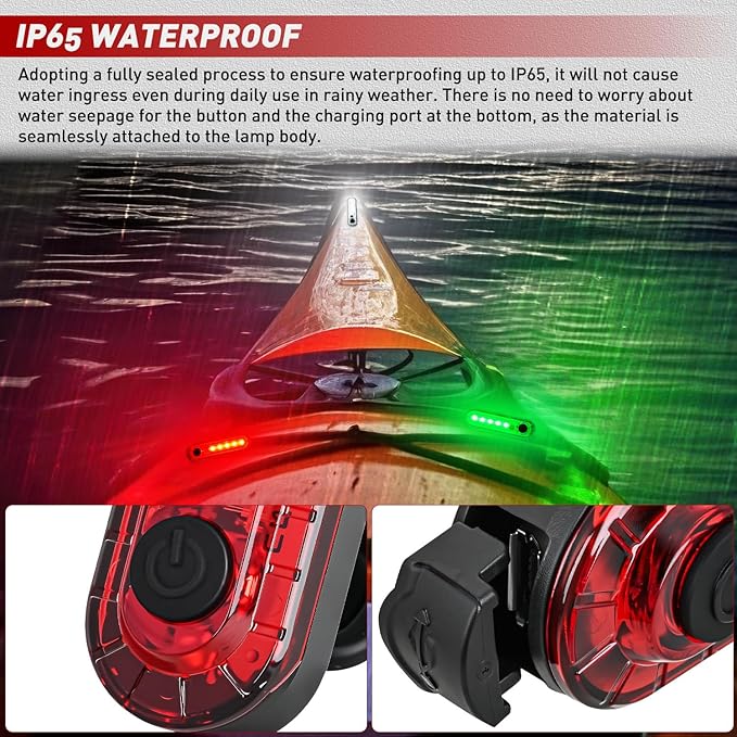 Nilight Marine Boat Navigation Light 4PCS Red Green Port Starboard White Stern Lights Four Mode Waterproof Rechargeable Warning Safety Lamp for Skeeter Yacht Pontoon Trailer Truck Bike Backpack Helmet