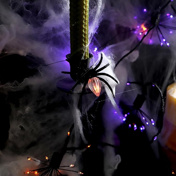 Nature Rattan Pumpkin String Lights Fall Garland with Lights Battery Operated with Remote - Perfect Thanksgiving Halloween Fall Decorations (Spider Fairy)