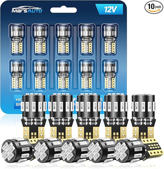 Marsauto 194 LED Bulb Blue for Dome Map Light, 168 2825 W5W T10 Wedge Replacement Super Bright LED Light Bulbs for Car Courtesy Step Dash Side Marker Trunk Light (Pack of 10)