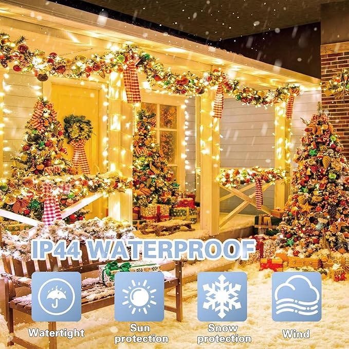 300LED 99FT Warm White String Lights Indoor Outdoor, Connectable Christmas Tree Lights Waterproof 16 Modes with Timer, Clear Wire Fairy Twinkle Light Plug in for Bedroom Wedding Party Xmas Decorations