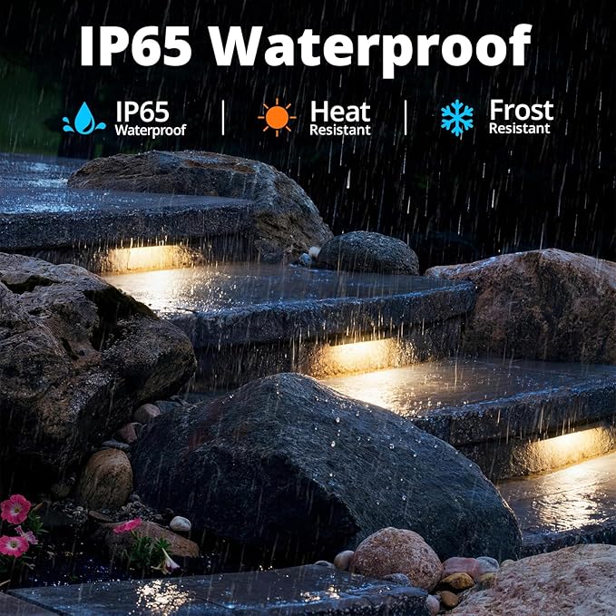 GKOLED 6.8 Inches LED Hardscape Lights, Low Voltage Retaining Wall Light Waterproof, 12V AC/DC Landscape Lighting, 1.5W 2700K, Classic Step Lights Outdoor, Die-cast Aluminum Housing