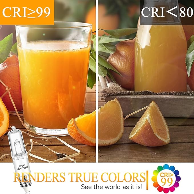 JDE11 120v 100w, E11 Halogen Light Bulb,Dimmable T4 Mini Candelabra Base(Replacement E11 Led Bulb), 2700K Warm White for Chandeliers, Ceiling Fan, Table Lamps, Cabinet Lighting, 4 Pack