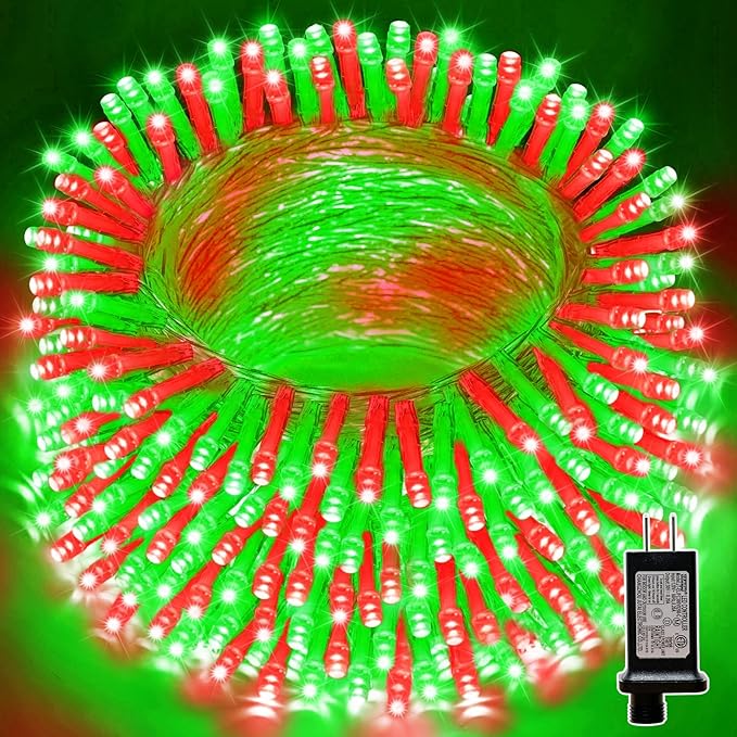 LAMPHOME Red and Green Christmas Lights, 66ft 200 LED String Lights,16 Modes Twinkle Fairy Light Plug in Waterproof for Indoor Outdoor,Christmas Tree Light for Holiday,Wedding Party,Xmas Decor
