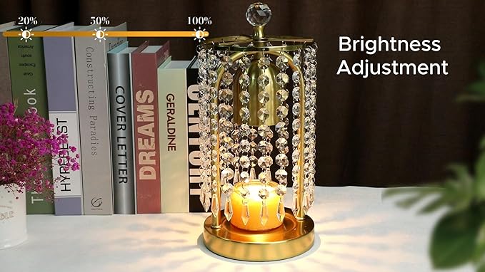 Gold Candle Warmer Lamp With Timer and Dimmer - Electric Crystal Lamp for Bedroom Decor, Flameless Scented Light, House Warming Gift, Christmas Gifts for Women