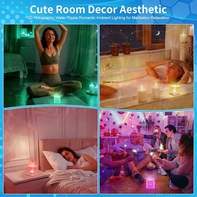 Ocean Wave Projector Light,16 Colors Water Ripple Romantic Ambient Lighting Northern Lights Projector with Remote for Bed Room Decor Meditation Relaxation Night Lights