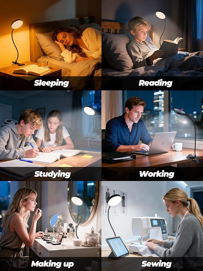 Desk Lamp,10 Colors RGB&Warm White Desk Light,10 Brightness Dimmable Clip on Lamp,500LM Bright Reading Light,USB Adapter Table Lamp for Office,Computer,Work,Study,Craft,Bedside Table,Bedroom