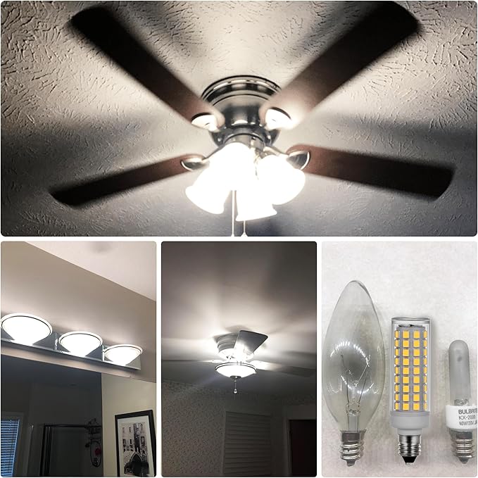 Dimmable E11 Led Bulbs,JDE11 120V 75W Halogen Candelabra Bulbs Replace,T3 T4 Mini Base JD E11 Bulb, 4000K Natural White 7W 750lm E11 for Chandeliers,Candelabra,Ceiling Fan, Cabinet Lighting,4Pack