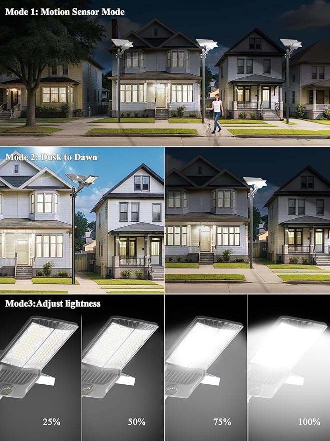 Ofuray OL-9000W Solar Street Lights Outdoor,Parking Lot Lights Commercial Dusk to Dawn up to 520,000Lm,40,000mah Big Power Solar Security Flood Remote Control with Motion Sensor for Street,Yark
