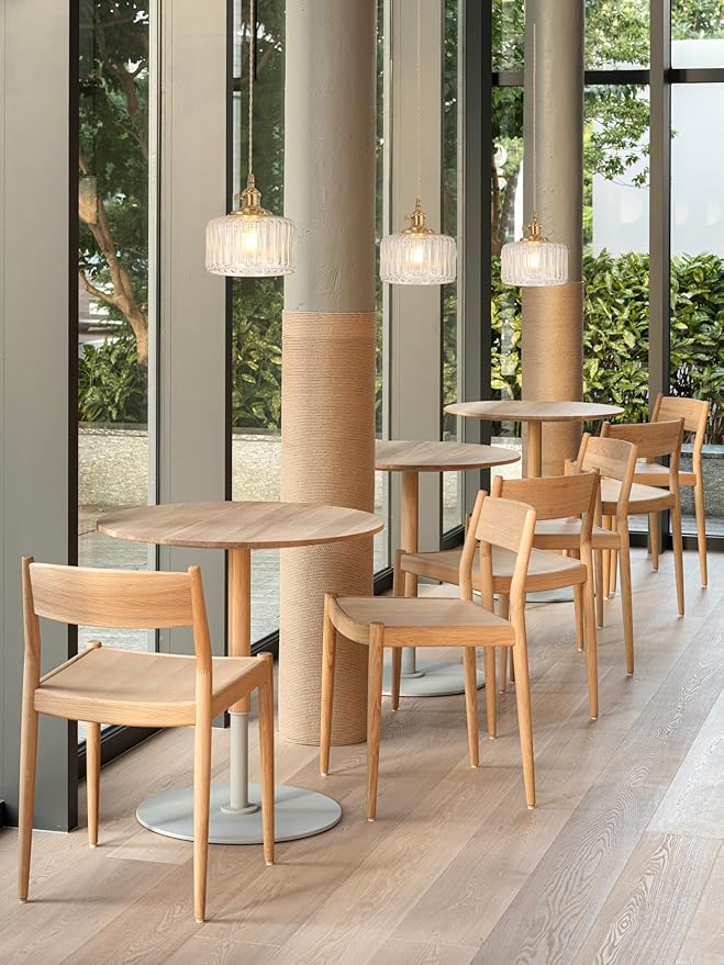 Pendant Light 2 Pack with Clear Striped Glass Lmapshade, Brass Vintage Pendant Light Adjustable Hanging Light for Kitchen Island Dining Room Hallway