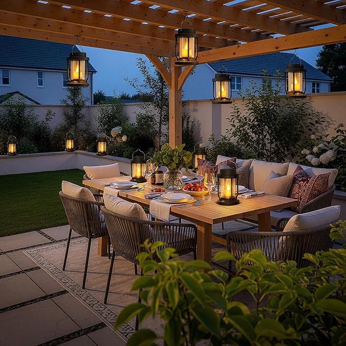Solar Lanterns Outdoor Waterproof - Realistic Flickering Flameless Candle for Outdoor & Indoor Hanging Lights, Garden/Patio/Trees/Lawn Decor 6 Pack