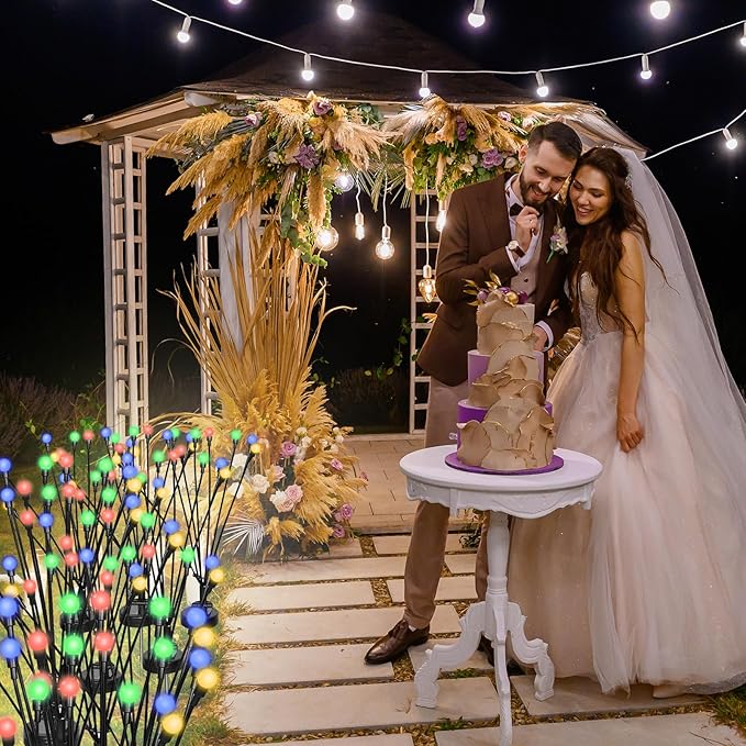 4 Packs Solar Firefly Lights, 32 LED Multicolor Solar Walkway Lights Outdoor, Waterproof Swaying Light Garden Decor with 2 Modes, Lawn Light for Front Yard Backyard Yard and Pathway