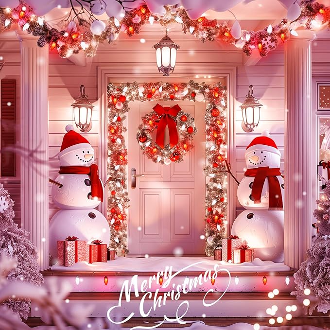 Brightown C9 LED Christmas String Lights, 2 Pack Total 132ft 200LED Outdoor Lights String, Plug-in Connectable Waterproof Roofline Lights String for Outside Yard Christmas Holiday Decor, Red and White