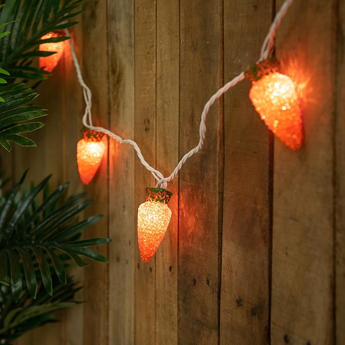 Northlight 10-Count Orange Carrot Easter String Light Set, 7.25ft White Wire