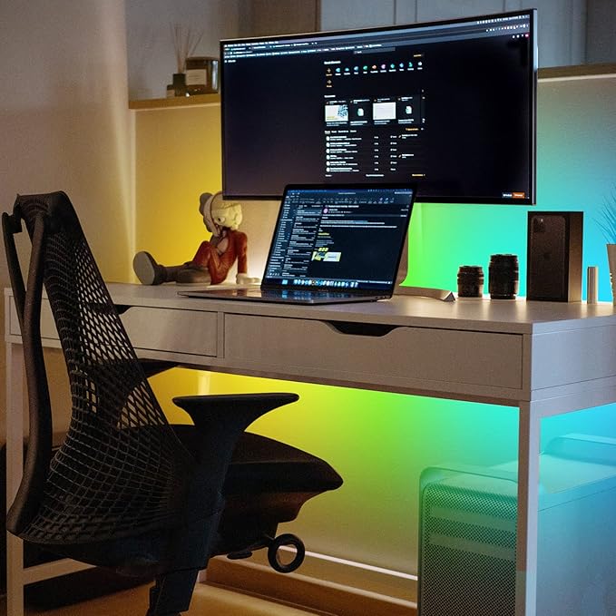 USB Powered LED Strip Light Rainbow TV Backlight 9.8FT/3M RGB Chasing Led Lights Waterproof USB Lights Strip with RF Remote TV/PC Background Bias Lighting Cuttable Strip Lights for DIY Decoration