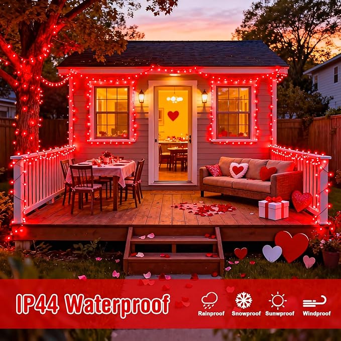JMEXSUSS 2 Pack Solar String Lights Outdoor Waterproof, Total 66 FT 200 LED Solar Christmas Lights Outdoor, Twinkle Light for Christmas Tree Outside Garden Yard Xmas Decor, Red