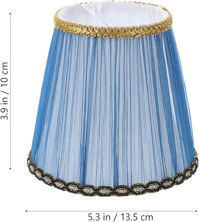 Cloth Lampshade, Pleated Lamp Cover Vintage Chandelier Lamp Shade Small Lamp Decor Accessory (Blue)