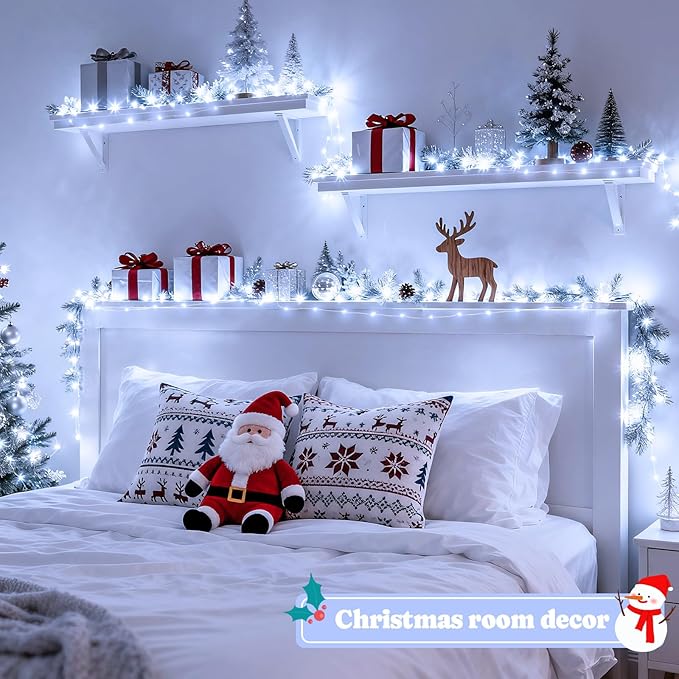 JMEXSUSS 2 Pack Fairy Lights Battery Operated, Total 400 LED 132ft Outdoor Fairy String Lights with Remote, 8 Modes Copper Wire Twinkle Lights for Bedroom Tree Wall Patio Outside Decor, White