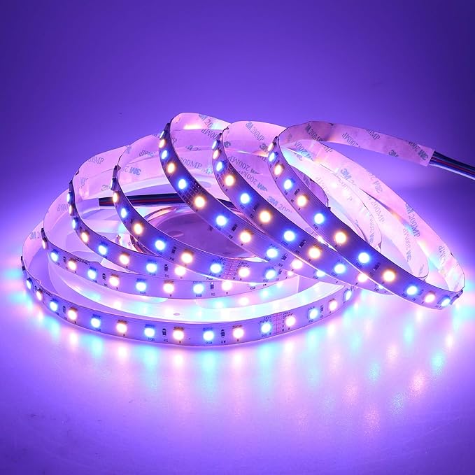 RGBW LED Strip Lights RGB+Warm White(2800K-3200K) 360LEDs SMD 5050 DC 24V Multi-Colored LED Tape Lights Flexible LED Rope Lighting 16.4Ft Non-Waterproof for Bedroom Kitchen Decoration