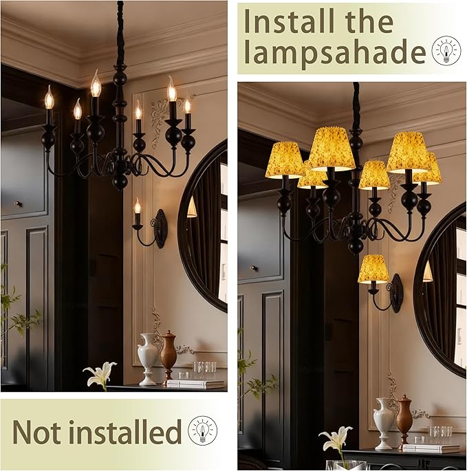 Small pleated lampshade chandelier shades set of 6. Lampshade for Wall Lamp.chandelier shades.small table lamps.For Cutting Edge bulbs.light bulb shade.chandelier light covers.4" X 5" X 6"