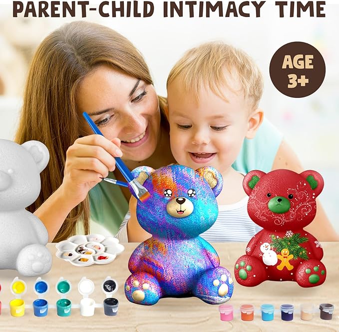 Goody King Paint Your Own Bear Lamp Kit, DIY Night Light, Arts & Crafts for Teens Girls Boys, Painting Kit for Kids, Room Decorations, Christmas Crafts Birthday Gifts for Kids Ages 3 4 5 6 7 8 9