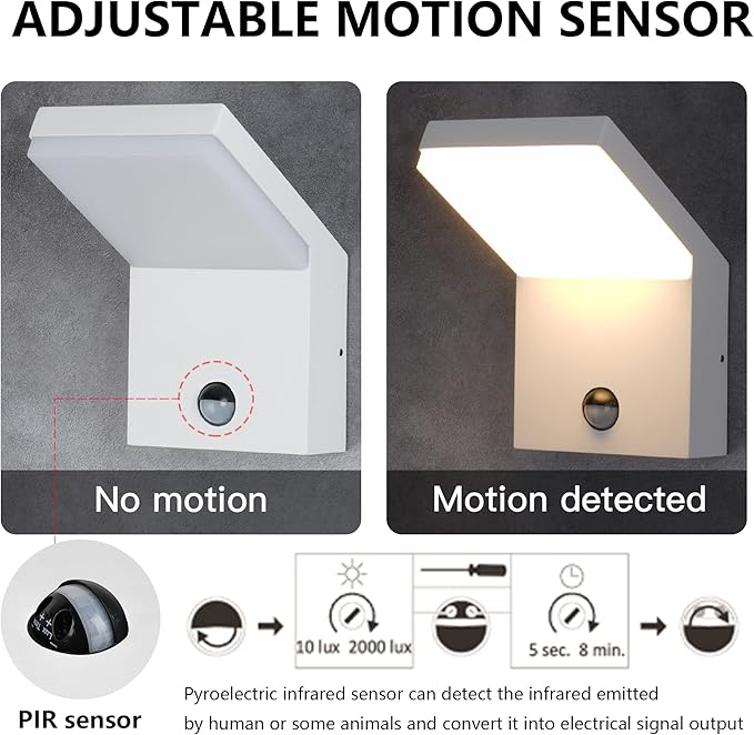 Lustrlach Motion Sensor Outdoor Light Fixtures Wall Mount,Exterior Wall Sconce, Porch Light, Garage Lights, Waterproof Motion Lights for Outside,Garden, Front Door