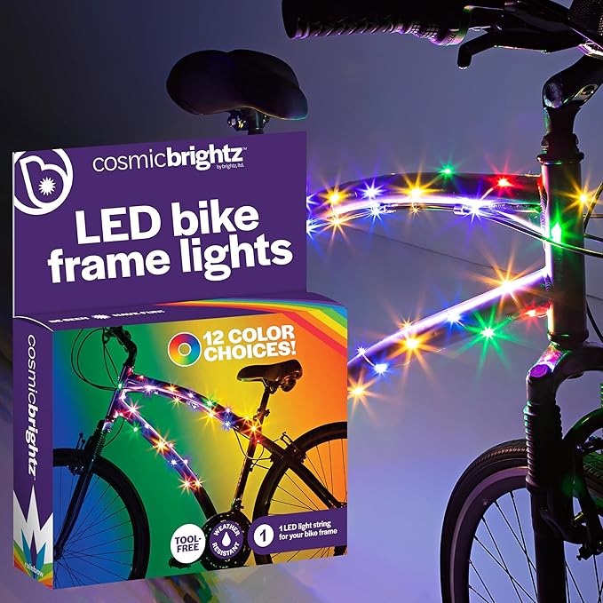 Brightz CosmicBrightz LED Bike Frame Rope Light - 6.5-Foot String Rope - Battery-Powered with On/Off Switch - Ultra Bright Color Keeps Your Ride Fun and Safe for Kids, Teens, & Adults