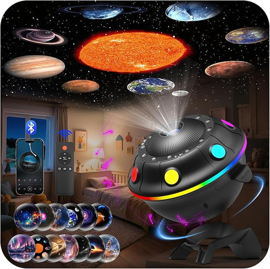 UFO Star Projector, 13 in 1 Planetarium Galaxy Projector for Bedroom, Galaxy Light Projector with White Noise, Bluetooth Speaker, Timer & RGB Effects, Space Night Light Projector for Kids Adults Gift