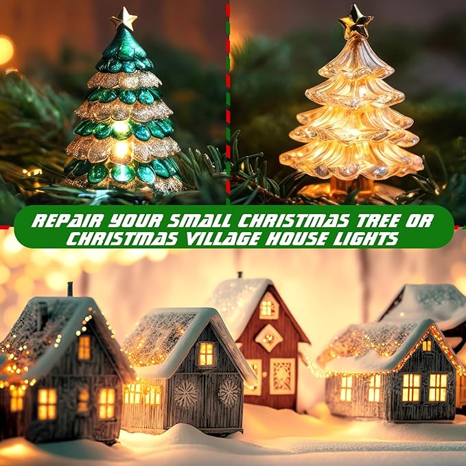 Honoson 3 Pack Small Christmas Tree Wiring Kit with LED Bulb, Ceramic Christmas Tree Replacement Lights, E12 Candelabra Base, Lamp Wiring Kit Nice for Desk Lamp Lighting and DIY Projects