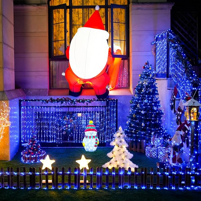 JMEXSUSS 2 Pack Fairy Lights Battery Operated, Total 200 LED 66ft Blue String Lights Waterproof with Remote Timer, Blue Christmas Lights for Bedroom Indoor Outdoor Wedding Party Xmas Tree Decor