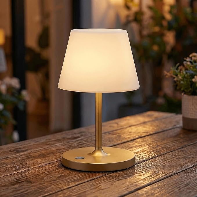 Cordless Lamp, 5000mAh Battery Operated Rechargeable Table Lamp with Power Bank, Touch Dimmable 3 Color Temperatures, IP44 Waterproof Shower Lamp for Kitchen, Bathroom, Indoor Or Outdoor Use 9.6in