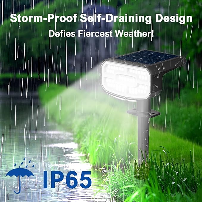 Solar Lights Outdoor Waterproof IP65, Super Bright LED, 6500K 2 Lighting Modes, Solar Powered Yard Garden Solar Spot Lights for Outside Landscape Auto On/Off -8 Pack