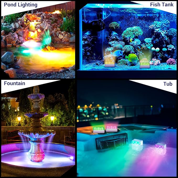 LOFTEK Rechargeable Pool Lights with Remote, 13 LEDs Waterproof Magnetic Underwater Light, 16 Color Changing Submersible Light for Above Ground Inground Pool, Pond, Hottub, Fountain, Party, 4 Pack