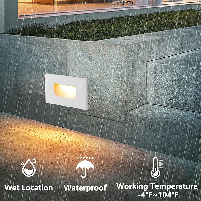 FTL Outdoor Step Lights LED Stair Lights Indoor, 12V 3.5W Low Voltage Step Light 3CCT 3000K/4000K/5000K Color Changing 150LM, Aluminum Outdoor Deck Stair Light White Lights for Stairs, 6 Pack