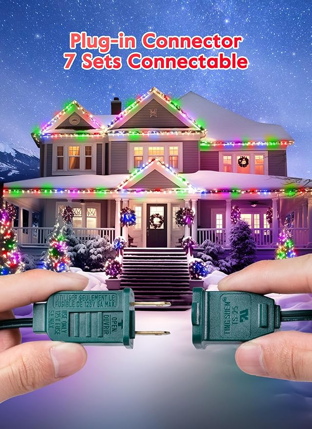 Vintage C9 LED Christmas Lights Outdoor, 100 Ft C9 String with 100 Shatterproof Colorful Bulbs, Waterproof Connectable Christmas Tree Lights for Roofline Holiday Garden Party Xmas Decorations