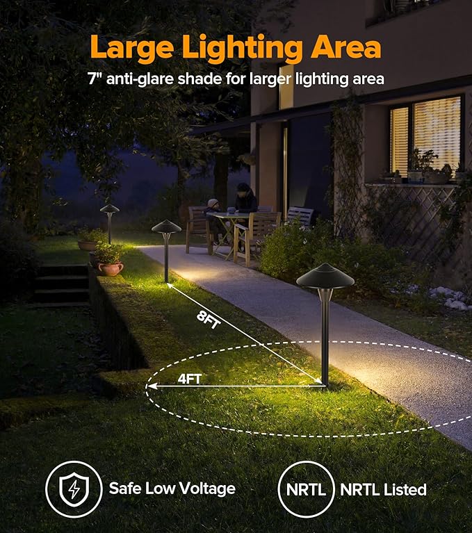 LUTEC 12V Low Voltage Landscape Lighting, Die-cast Aluminum Spot Lights with Connectors, Low Voltage Pathway Lights with Spotlights Waterproof for Tree Garden Yard Pathway, 12 Pack