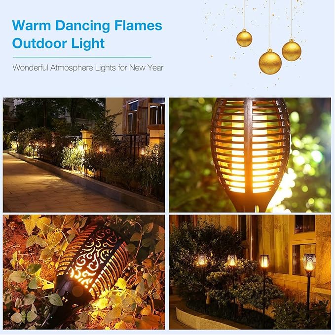 Solar Torch 43" (Super Large Size) with Flickering Flame, 99 LED Outdoor Waterproof Solar Powered Lights for Holiday Decorations Outside Garden Yard Pathway Decor