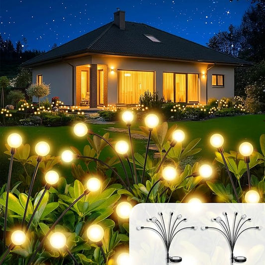 Vibrant Solar Garden Lights, Ultra Bright Solar Powered Firefly Lights Outdoor Waterproof, High Flexibility Starburst Swaying Light, 8 LED Landscape Lighting Decorative for Pathway Patio Yard