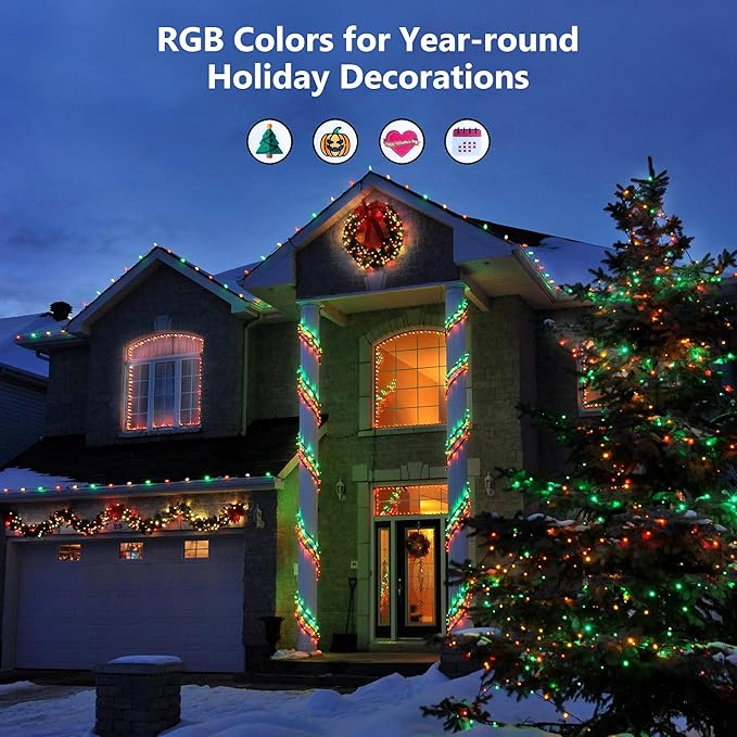 Brizled Color Changing RGB Christmas Lights, 66ft 200 LED Easter String Lights Music Sync, 120+ Modes Remote Dimmable Outdoor Mini Tree Light Indoor Plugin for July 4th Xmas Halloween