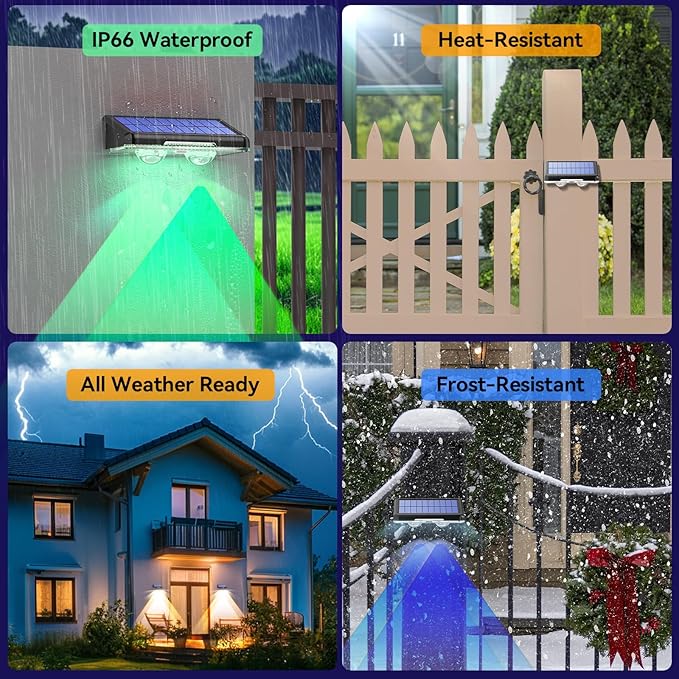 TECKNET Solar Fence Lights Outdoor 8 Pack, Warm White & 6 Colors & RGB, IP66 Waterproof LED Deck Light, Dusk to Dawn Fence Lights Solar for Wall, Railing, Step, Patio, Pool, Backyard, Outside