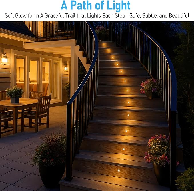 LEONLITE 12-Pack Recessed Low Voltage LED Deck Light with Flat Square Aperture, 1-Inch 12-24V AC/DC Landscape Step Stair Light, CRI90 IP67 Waterproof, Stainless Steel Housing, 3000K Warm White, Silver