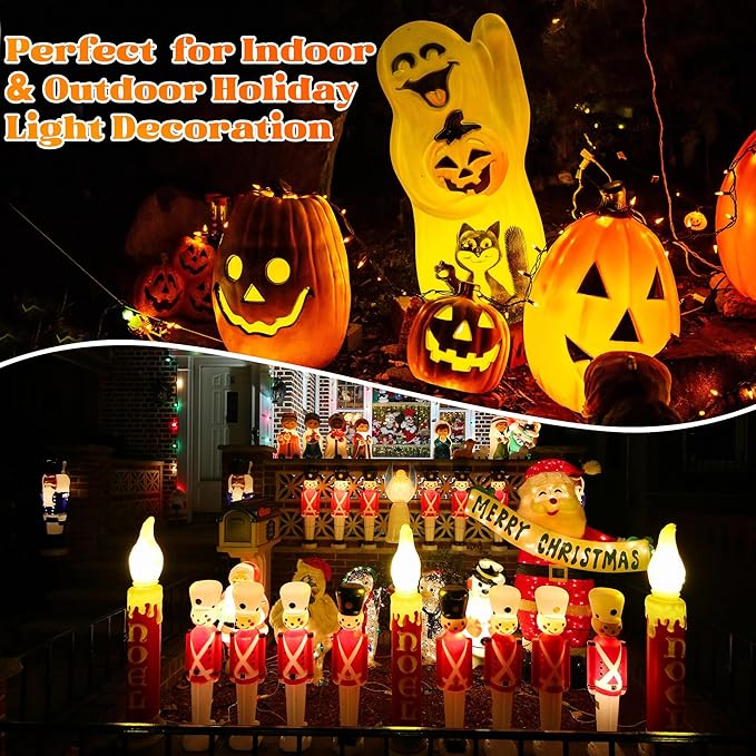 Meonum 10 Set Blow Mold Light Kit Replacement, E27 E26 Single Light Cord Kit with Switch Fuse Plug, for Indoor Outdoor Halloween Christmas Village House Craft Decorations and Salt Lamp