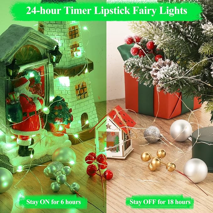 Lakumu Fairy Lights Battery Operated St. Patrick's Day, Rechargeable Copper Wire Battery Powered String Lights with Timer & 8 Modes for Bedroom Christmas Decoration Party Wedding (5M/16FT Green)