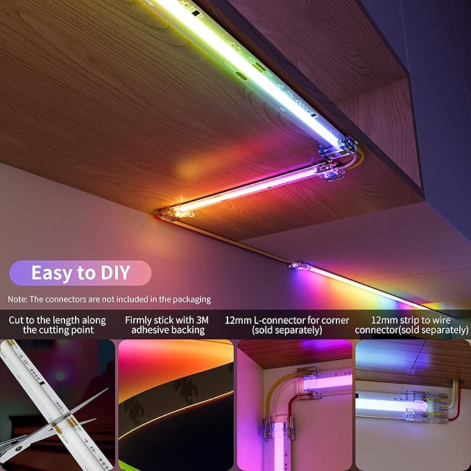 PAUTIX RGB Smart IC COB LED Strip Light Addressable 32.8ft/10m,UL-Listed 24V Color Flowing Strip Light Multicolor Flexible Tape Light for TV,Bedroom,Party DIY Decoration(Without Controller&Adapter)