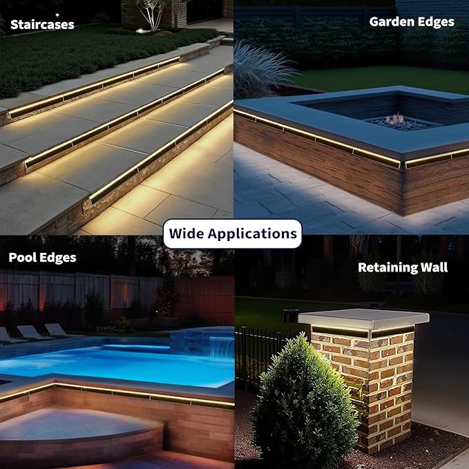 Solar Step Lights for Outside, 33 Focused-Beam High-Brightness LEDs, Waterproof Aluminum Outdoor Stair Light for Risers, Curbsides, Poolsides, Planter Edges (Warm White, 6Pack)