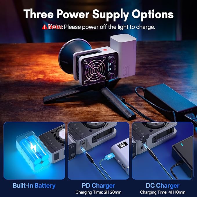 ZHIYUN CINEPEER CX50, 50W RGB Video Light, Full Color 2700K-6500K Portable Camera Light, TLCI/CRI96+, APP Control with Grip Battery, 18 Creative Effects for Video Recording/Portrait Shooting