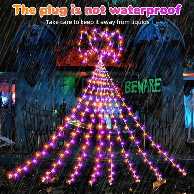 Halloween Decorations String Lights with Bats,300 LEDs 8 Modes Halloween Lights,16.4Ft Outdoor Indoor for Tree,Roof,Yard,Garden & Party Decor (Purple Orange)