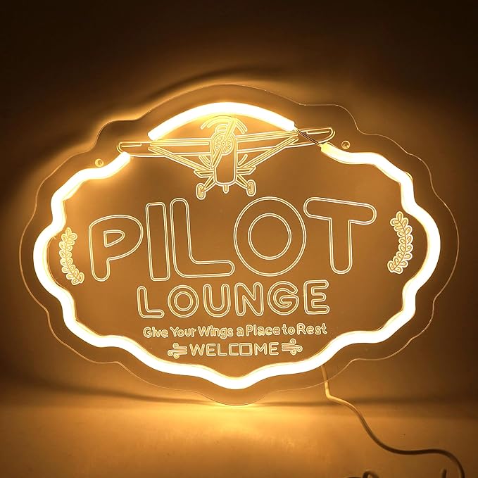 Pilot Neon Sign For Room Wall Decor,Pilot Led Neon Light Airplane lovers Gifts, for Ten Boys Man Cave Room Decor Gifts